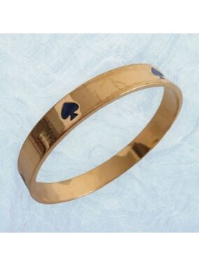 Kate Spade Gold Tone Royal Blue Enamel Spade Logo Bangle Vintage 0037
